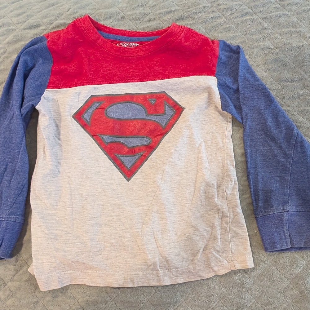 DC Comics 5T Superman Long Sleeve Tee - Red, Blue, and Gray